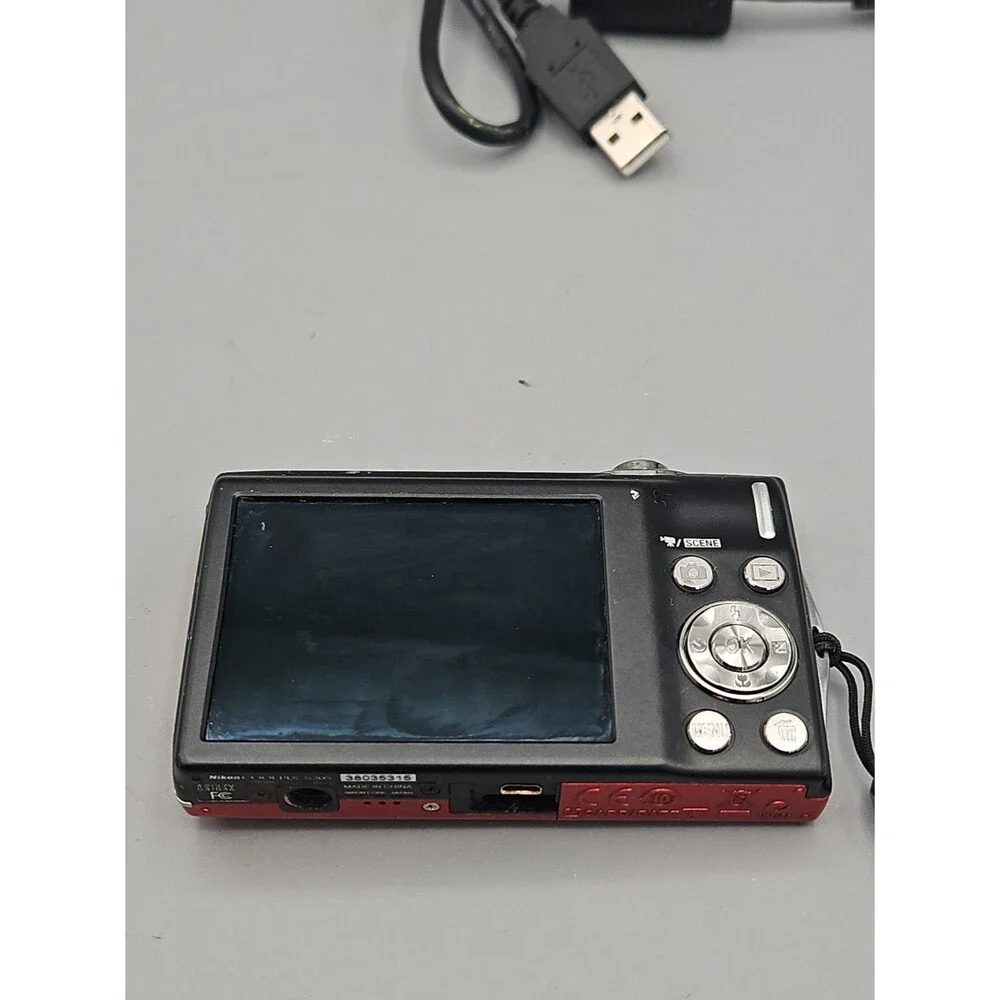 Nikon Coolpix S205 Digital Camera Red With Charger & SD Memory Tested Works READ
